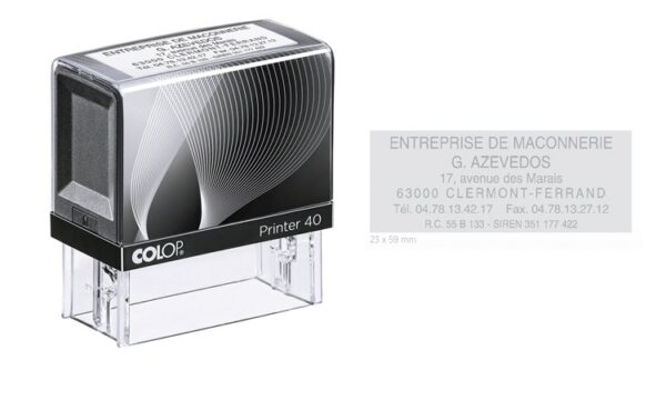 tampon avec dimension de la zone personnalisante (23mm par 59)