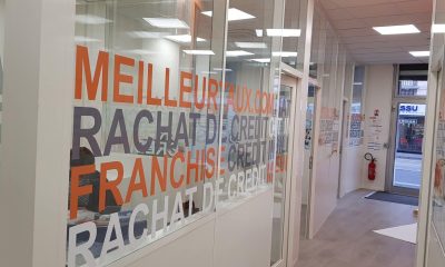 Marquage Vitrine Lettrage AdhésifMeilleursTaux.com à Colmar