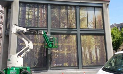Marquage Vitrine Adhesif Microperforé