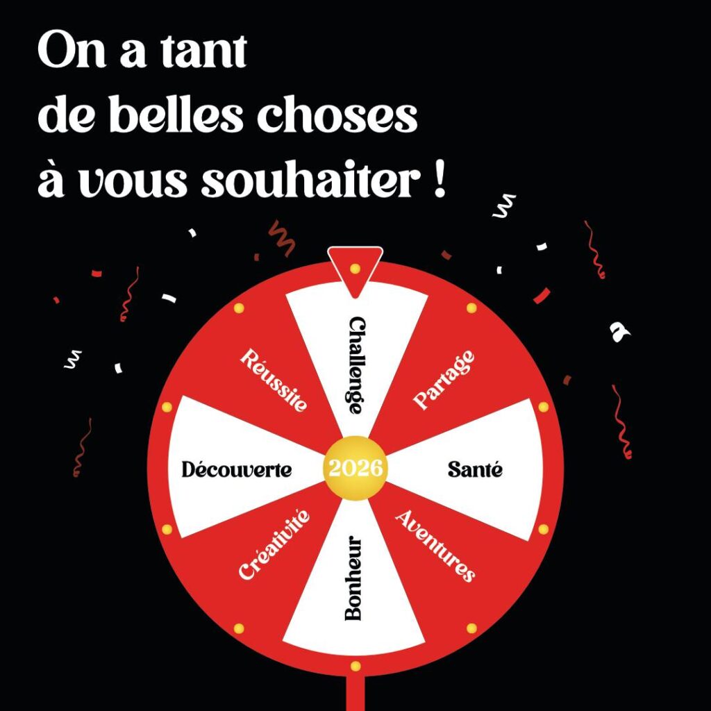 🎉 Que va vous réserver 2026 ?

Peu importe où la roue s’arrête…

Cette nouvelle année sera remplie de réussite, de créativité, de découvertes, de santé et de belles aventures ✨

Toute l’équipe O Puissance 4 vous souhaite une année 2026 inspirante, pleine d’opportunités et de projets qui prennent vie 🎆

Merci pour votre confiance, et rendez-vous pour une année encore plus belle à vos côtés 💙

#bonneannée2026 #opuissance4 #nouvelleannée #communicationvisuelle #alsace