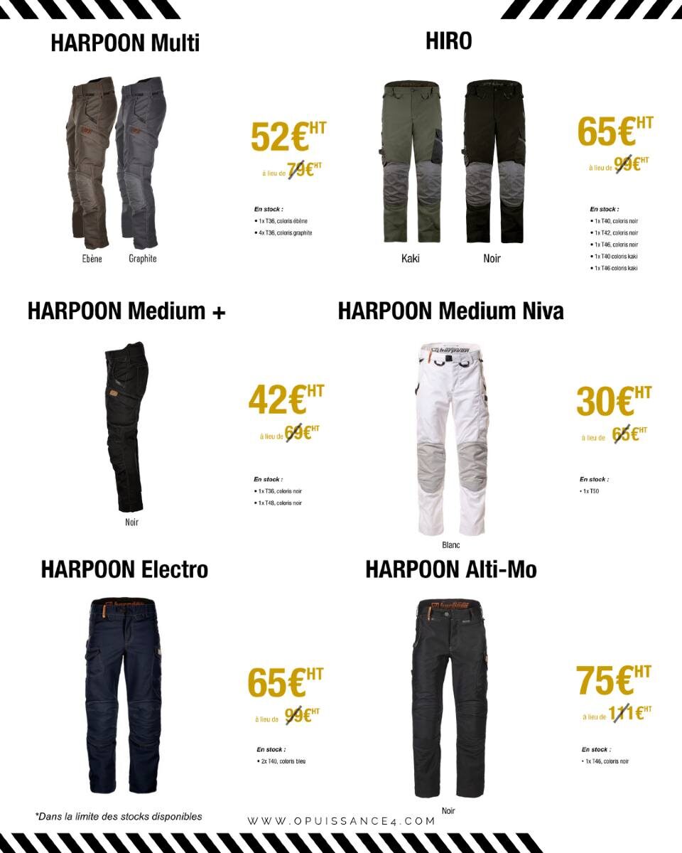 🚨 VENTES PRIVÉES chez OPUISSANCE4 🚨
Jusqu’à -50% sur une sélection de vêtements pros BOSSEUR !
👖 Pantalons, vestes, chaussures, accessoires… tout pour équiper les pros à prix réduits 💥

📍 Essayage et vente dans notre showroom à Sausheim
📆 Offre valable jusqu’à épuisement des stocks

📲 Feuilletez le catalogue complet en slider ➡️

📞 Une question ? Besoin d’un conseil ?
Contactez-nous au 03.89.57.44.23 ou par mail à communication@opuissance4.com