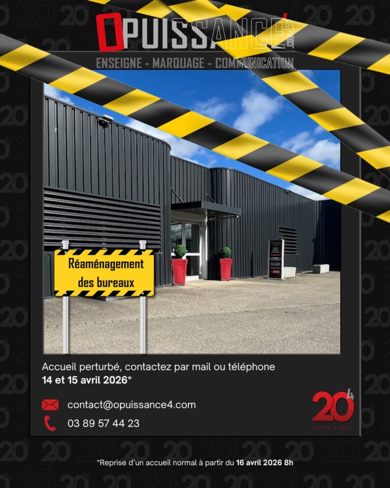On réaménage pour mieux vous accueillir ✨

Afin d’améliorer votre accueil et votre expérience, un réaménagement des locaux est prévu les 14 et 15 avril 👀

Durant ces deux journées, l’accueil sur place sera fortement perturbé et difficile à assurer.

✔️ Accueil limité sur place
✔️ Traitement des demandes maintenu
✔️ Réponse priorisée par mail et téléphone

Pour toute demande, privilégiez les contacts à distance 📲

Merci pour votre compréhension 🤝

🌐 https://www.opuissance4.com

📩 contact@opuissance4.com 

📞 03 89 57 44 23 

📍 57a rue des Romains, Sausheim