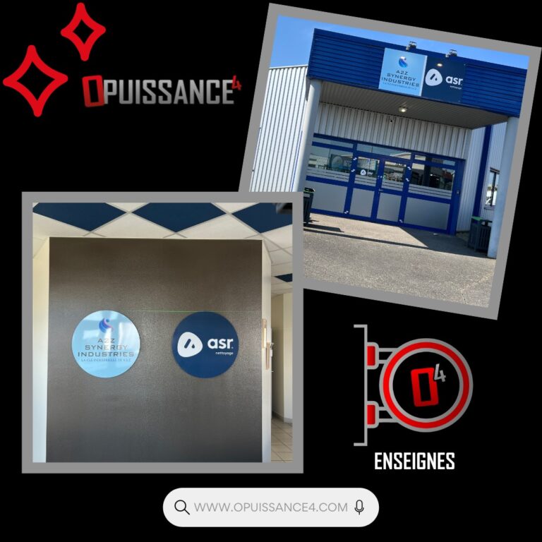 🔵 Nouvelle enseigne posée pour A2Z Synergy Industries & ASR Nettoyage !
Deux entreprises, une façade commune, un rendu 100% professionnel 👌
✨ Réalisation signée O PUISSANCE 4 :
✔️ Enseigne extérieure double logo en façade
✔️ Panneaux muraux intérieurs pour un accueil corporate soigné
✔️ Harmonisation des visuels dans des tons bleus modernes et élégants
Un résultat net et impactant qui renforce l’image de marque dès l’entrée !
👉 Vous souhaitez valoriser votre entreprise dès le premier regard ?
Nous sommes là pour concevoir et poser votre enseigne sur-mesure, intérieure comme extérieure.
📩 contact@opuissance4.com
📞 03 89 57 44 23
📍 Sausheim 🥨
#OPuissance4 #Enseigne #Signalétique #Lettrage #CommunicationVisuelle #ASRNettoyage #SynergyIndustries #EntrepriseAlsacienne #FaçadePro #IdentitéVisuelle #Sausheim #MadeInAlsace