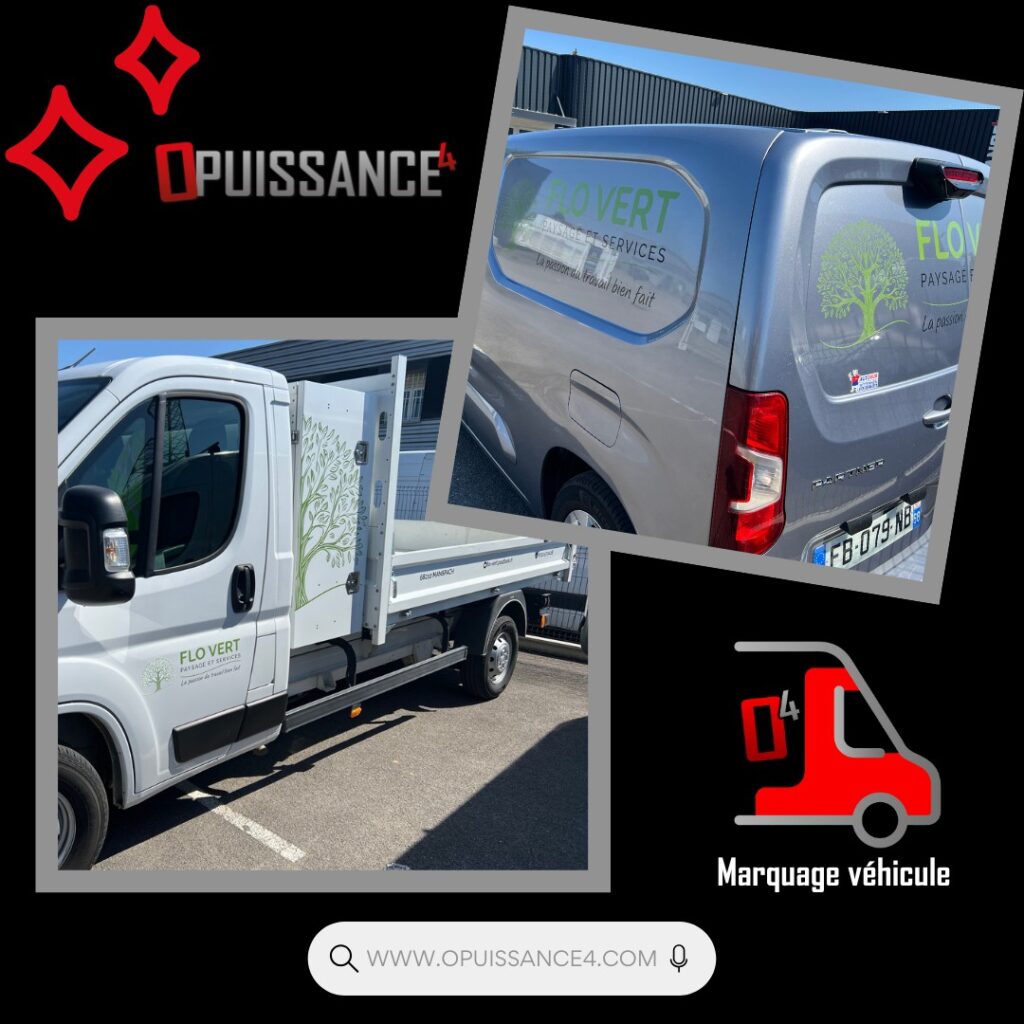 🚗🌳 Des véhicules qui véhiculent l’image de FLO VERT 🌳🚗
Une nouvelle fois, merci à FLO VERT Paysage & Services pour leur confiance sur ce projet de marquage de flotte !
Au programme :
✅ Marquage adhésif sur utilitaire et benne
✅ Design sobre et élégant, fidèle à leur identité visuelle
✅ Une présence visible sur la route, tout en respectant l’image de marque
Parce que chaque trajet est une opportunité de communication, chez O PUISSANCE 4 nous vous accompagnons dans la création et la pose de vos marquages véhicules sur mesure.
🎯 Artisan, commerçant, entreprise : boostez votre visibilité dès maintenant !
📩 contact@opuissance4.com
📞 03 89 57 44 23
📍 Sausheim 🥨
#OPuissance4 #MarquageVéhicule #FloVert #SignalétiqueMobile #CommunicationVisuelle #CoveringPro #FlotteEntreprise #Alsace #OutilsDeCommunication #DesignGraphique #Paysagiste