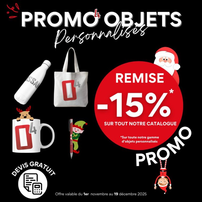 🎁 NOUVELLE PROMO EXCEPTIONNELLE !

Offrez des objets publicitaires personnalisés qui marquent les esprits ✨

Idéal pour :
✅ remercier vos employés
✅ fidéliser vos clients
✅ faire plaisir à un proche ou partenaire
✅ booster votre image de marque

👉 Cadeaux utiles, uniques et 100% à votre image… à PRIX PROMO, c’est le moment d’en profiter !

📩 Contactez-nous dès maintenant pour créer vos objets personnalisés !

📍 OPUISSANCE4 – Entreprise familiale depuis 2006
📩 contact@opuissance4.com
📞 03 89 57 44 23

*Offre valable du 1er novembre au 19 décembre 2025

#ObjetsPublicitaires #CadeauxEntreprises #Personnalisation #Goodies #CommunicationVisuelle #FidélisationClient #PromoExceptionnelle #Opuissance4