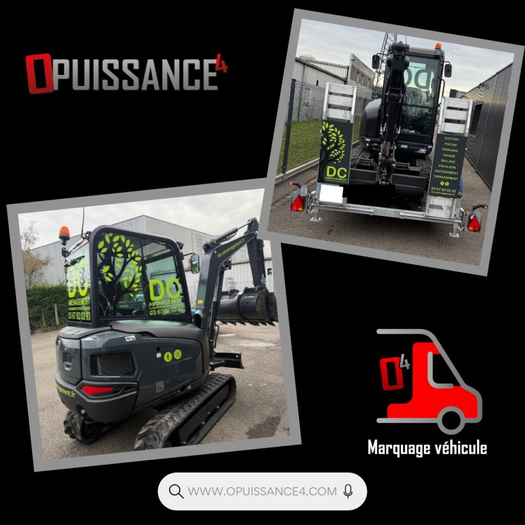 ✨ Un marquage pas comme les autres… mais totalement possible !

Chez OPUISSANCE4, on sort des sentiers battus : aujourd’hui, c’est une mini-pelle et sa remorque que nous avons habillées aux couleurs de DC Aménagement.

Un support peu courant, mais un rendu ultra-visible et professionnel 💥

Notre équipe s’adapte à tous les types de véhicules et engins, même les plus atypiques :
🎨 Conception sur mesure
🛠 Fabrication dans nos ateliers
🚚 Pose soignée pour un résultat durable

Vous avez un véhicule ou un engin « hors du commun » à marquer ?
On s’en occupe ! 🙌

📞 03 89 57 44 23
📧 contact@opuissance4.com
🌐 https://www.opuissance4.com

#MarquageVéhicule #Covering #OPuissance4 #CommunicationVisuelle #MiniPelle #EnginsDeChantier #Remorque #Alsace #Sausheim #Signalétique