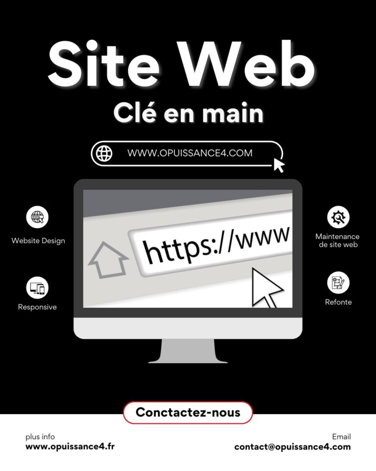 💻 Votre site web, clé en main avec O Puissance 4 !

Besoin d’un site moderne, responsive et professionnel ? Nous créons votre site de A à Z : design, développement, mise en ligne et maintenance.

Que ce soit pour présenter votre activité ou booster votre visibilité, on s’occupe de tout.

📩 Contactez-nous et lançons votre projet !

📍 OPUISSANCE4 – Entreprise familiale depuis 2006
📩 contact@opuissance4.com
📞 03 89 57 44 23

#siteinternet #webdesign #opuissance4 #alsace #créationsiteweb #entreprise #communicationvisuelle