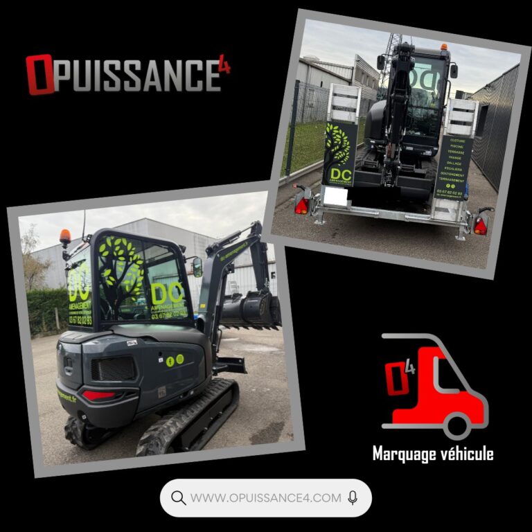 ✨ Un marquage pas comme les autres… mais totalement possible !

Chez OPUISSANCE4, on sort des sentiers battus : aujourd’hui, c’est une mini-pelle et sa remorque que nous avons habillées aux couleurs de DC Aménagement.

Un support peu courant, mais un rendu ultra-visible et professionnel 💥

Notre équipe s’adapte à tous les types de véhicules et engins, même les plus atypiques :
🎨 Conception sur mesure
🛠 Fabrication dans nos ateliers
🚚 Pose soignée pour un résultat durable

Vous avez un véhicule ou un engin « hors du commun » à marquer ?
On s’en occupe ! 🙌

📞 03 89 57 44 23
📧 contact@opuissance4.com
🌐 https://www.opuissance4.com

#MarquageVéhicule #Covering #OPuissance4 #CommunicationVisuelle #MiniPelle #EnginsDeChantier #Remorque #Alsace #Sausheim #Signalétique