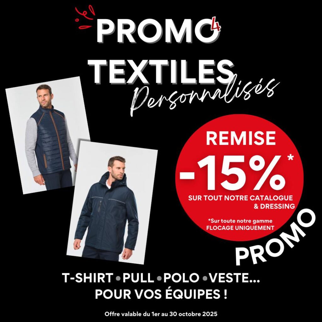 📣 PROMO OCTOBRE 2025 – COLLECTION HIVER ❄️
Habillez vos équipes pour l’hiver avec style et professionnalisme !
Profitez de -15% sur toute votre commande de textiles personnalisés (offre valable uniquement en flocage).
👕 T-shirts – 👔 Polos – 🧥 Vestes – 🧶 Pulls…
Découvrez notre collection hiver 2025 pour rester au chaud tout en mettant en avant l’image de votre entreprise.
✨ Devis et catalogue disponibles gratuitement
🏢 Venez découvrir et essayer notre collection hiver directement dans notre showroom à Sausheim
👉 Offre valable du 1er au 30 octobre 2025.
📩 contact@opuissance4.com
📞 03 89 57 44 23
📍 Sausheim 🥨
